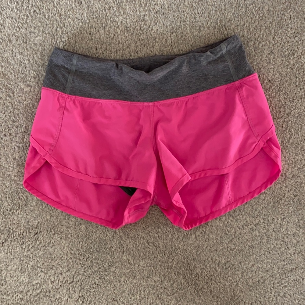 Lululemon Speed Up Shorts cool pink and gray